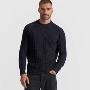 Son of a Tailor Check Knit Sweater Custom Black 3D Knit Merino Wool Classic